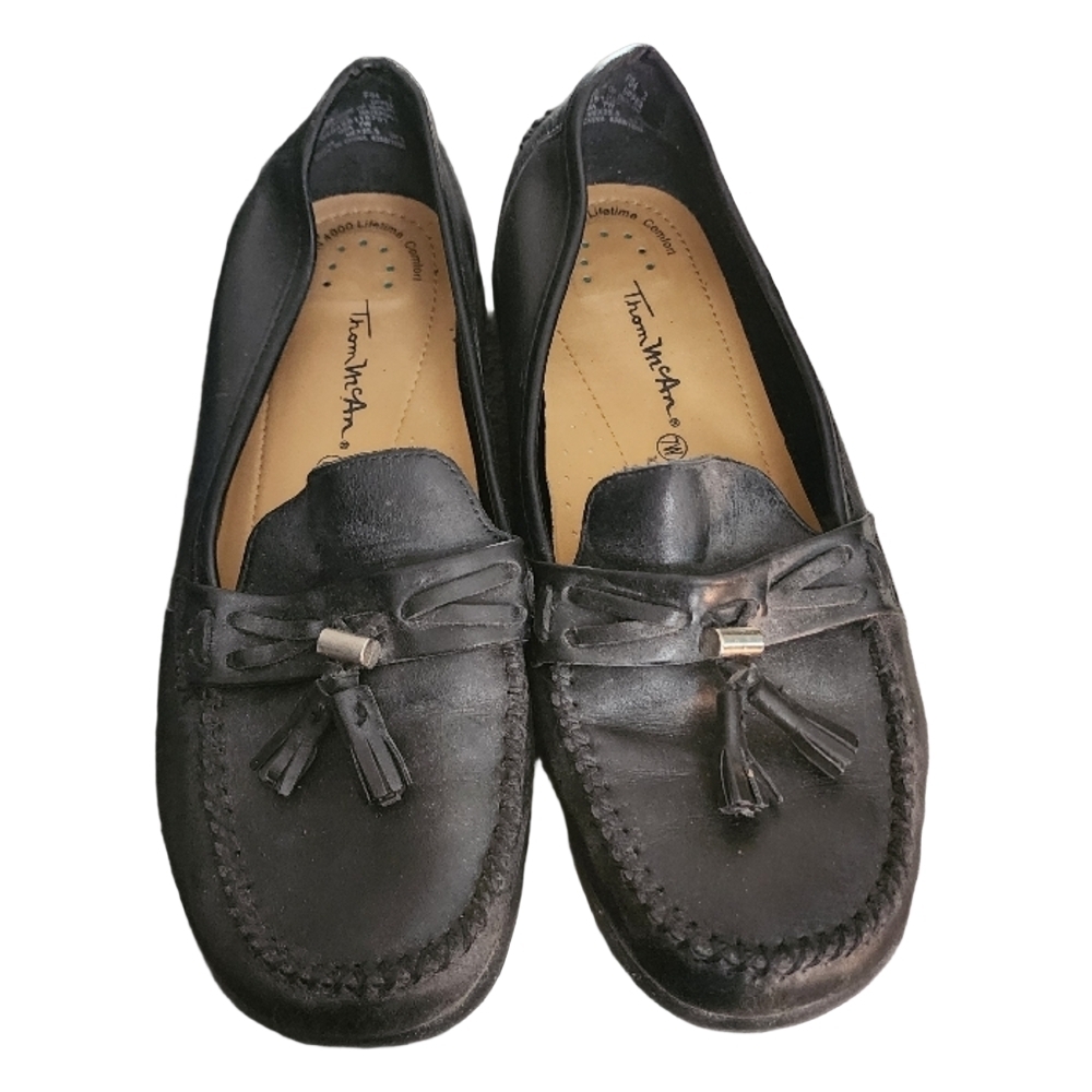 Thom McAn Black Leather Slip-Ons